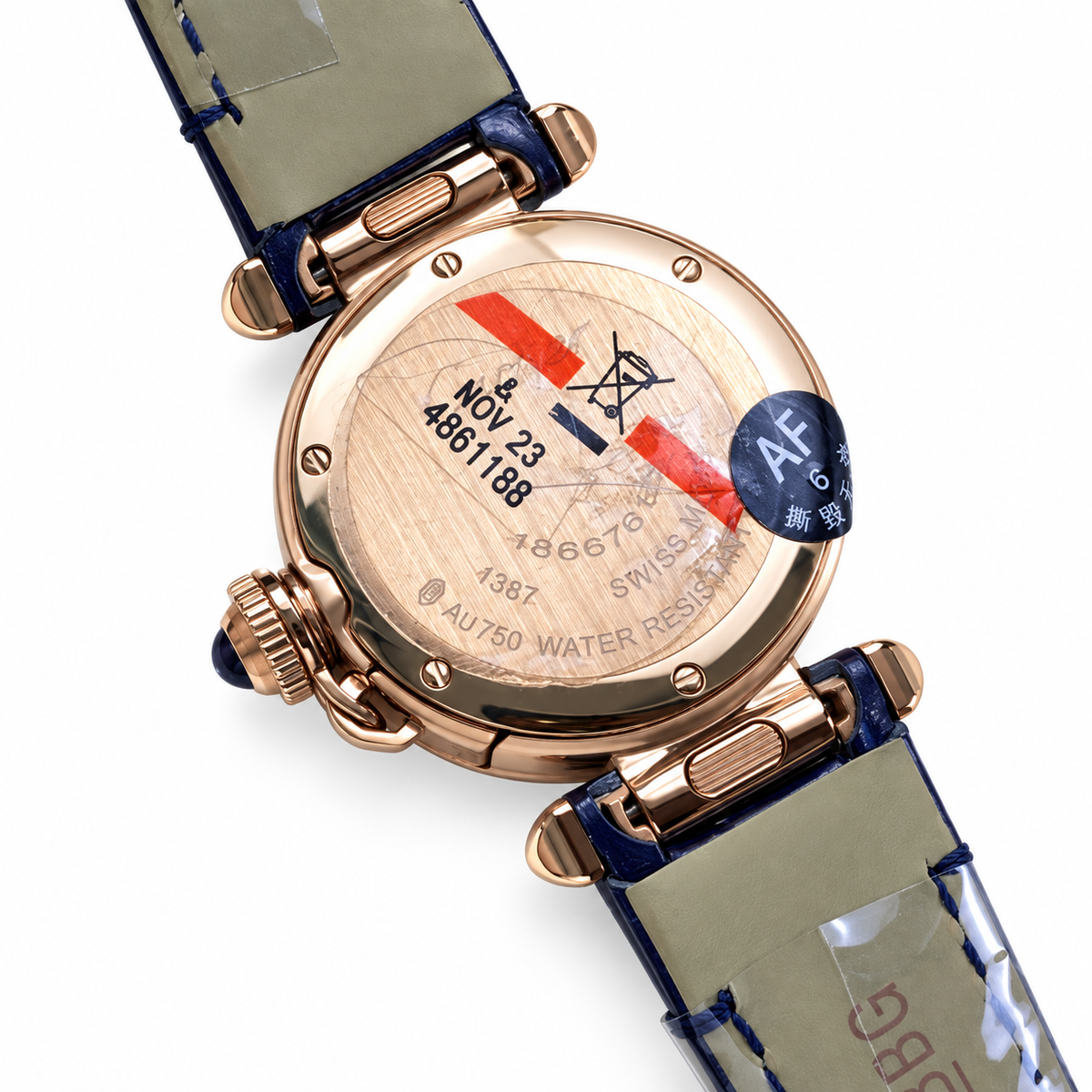 Cartier Pasha Yellow Gold MOP Dial Blue Strap Watch – KDY