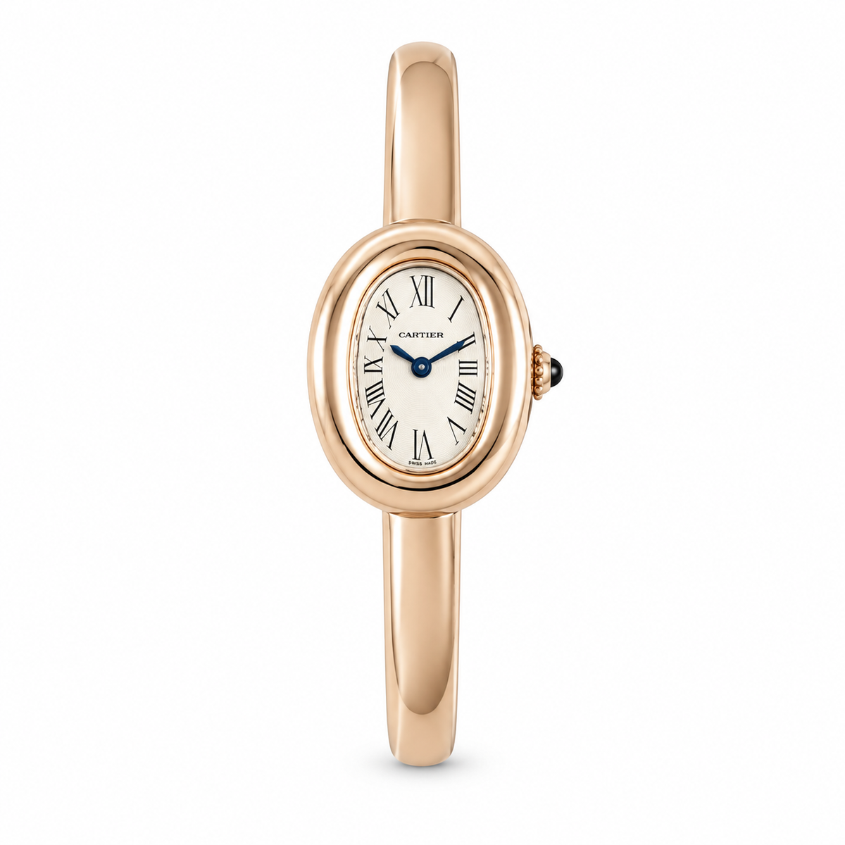 Cartier Baignoire Mini — 18K Rose Gold, Cream Oval Dial, Roman Numerals & Rose Gold Bangle, Women