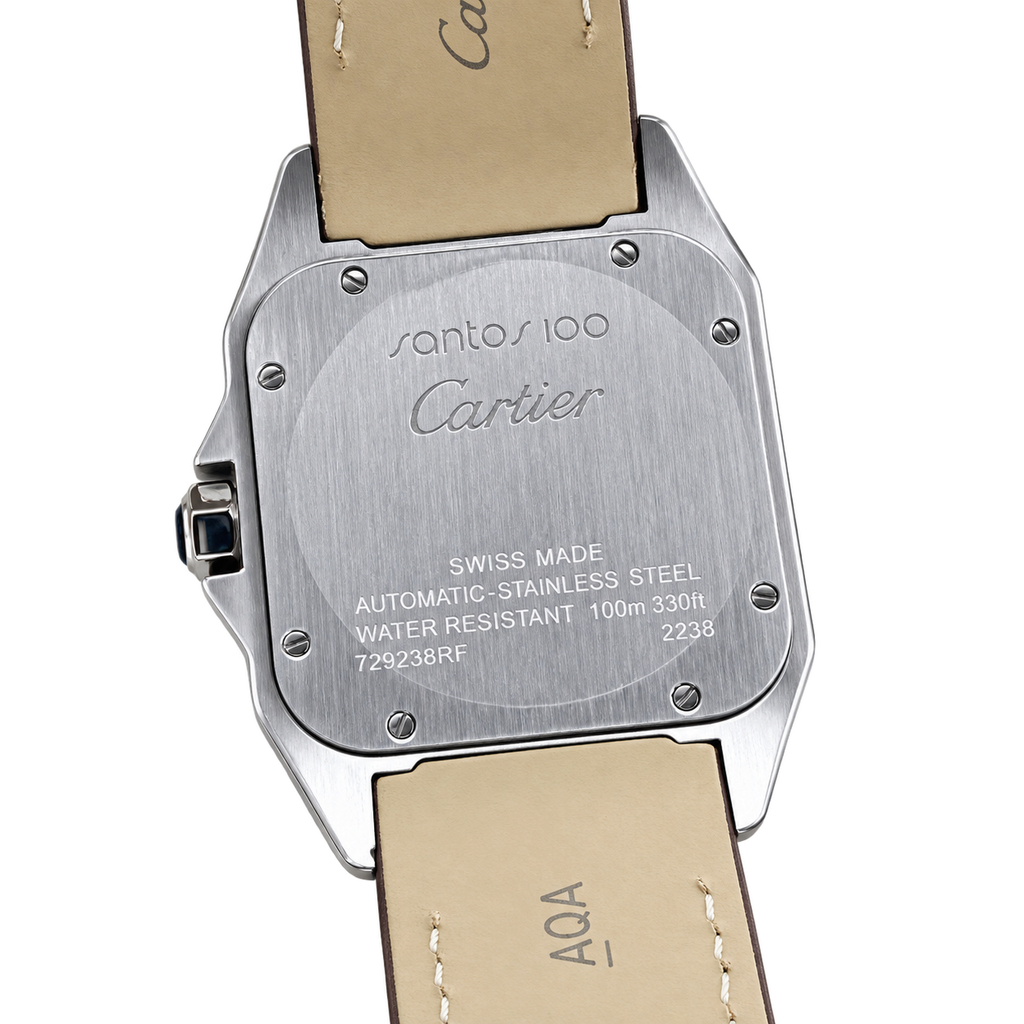 Cartier Santos Dumont Steel Rose Gold White Dial Brown Strap Watch – KDY