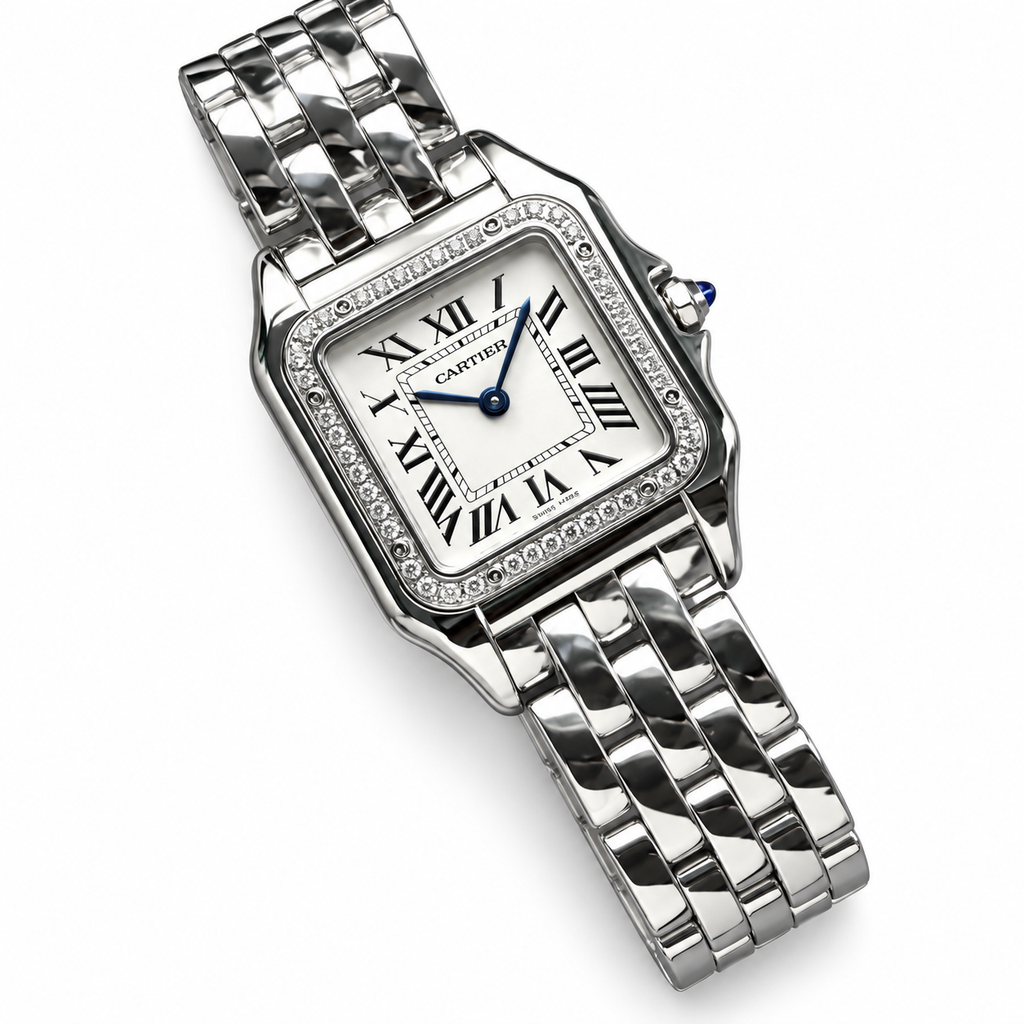 Cartier Panthère de Cartier — Steel Diamond Bezel & White Dial Bracelet Watch
