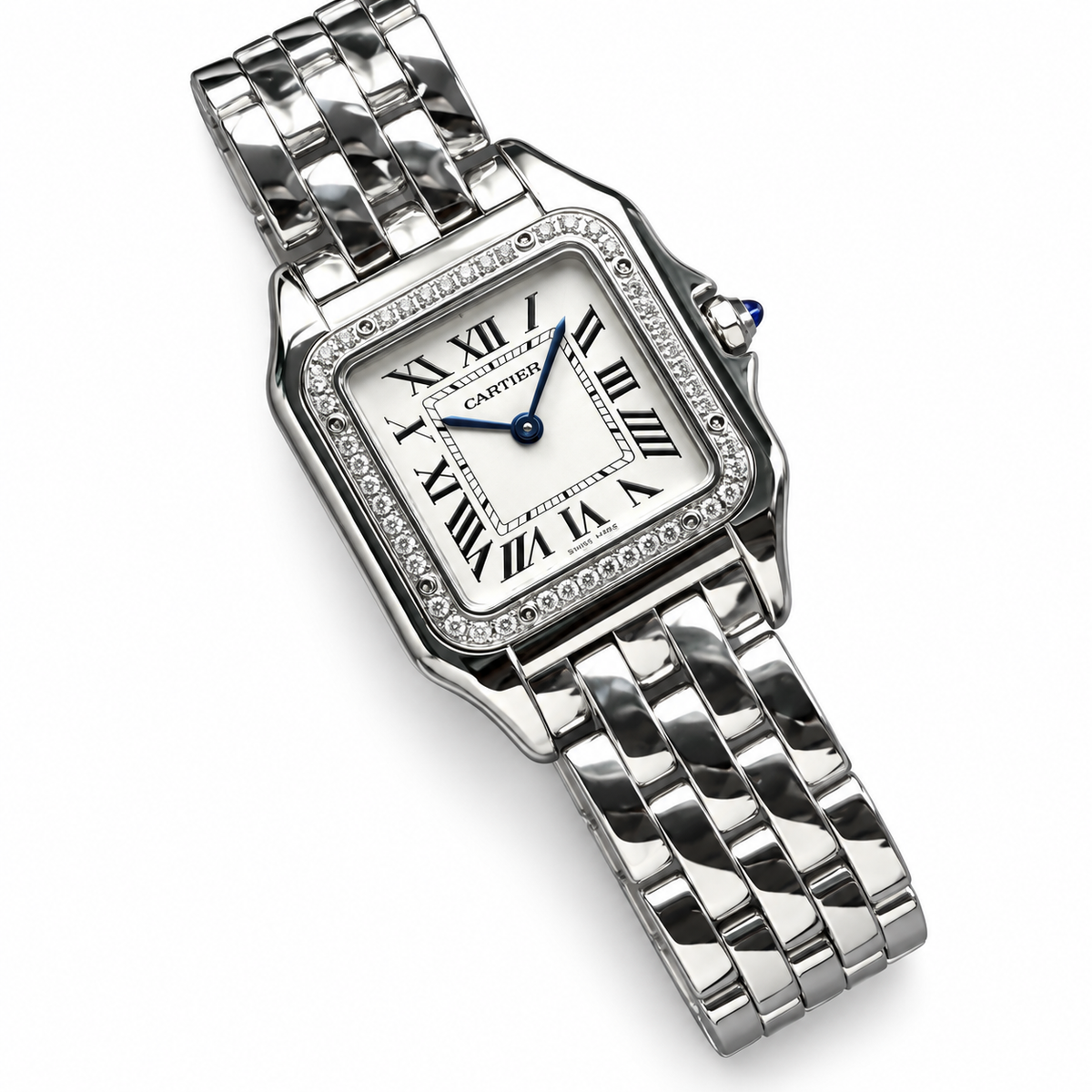 Cartier Panthère de Cartier — Steel Diamond Bezel & White Dial Bracelet Watch