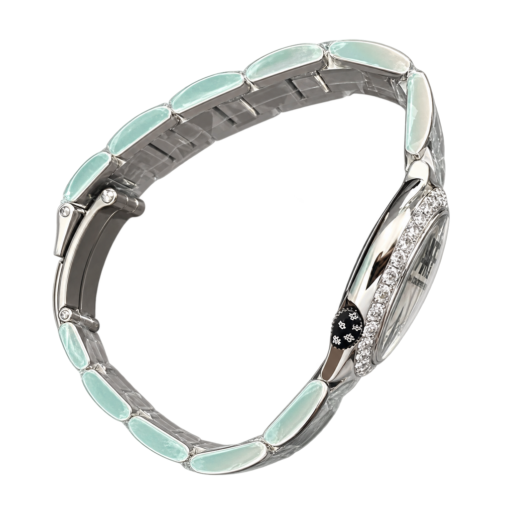 Cartier Ballon Bleu 28mm — Steel, Diamond Bezel, Silver Dial, Roman Numerals & Steel Bracelet, Women