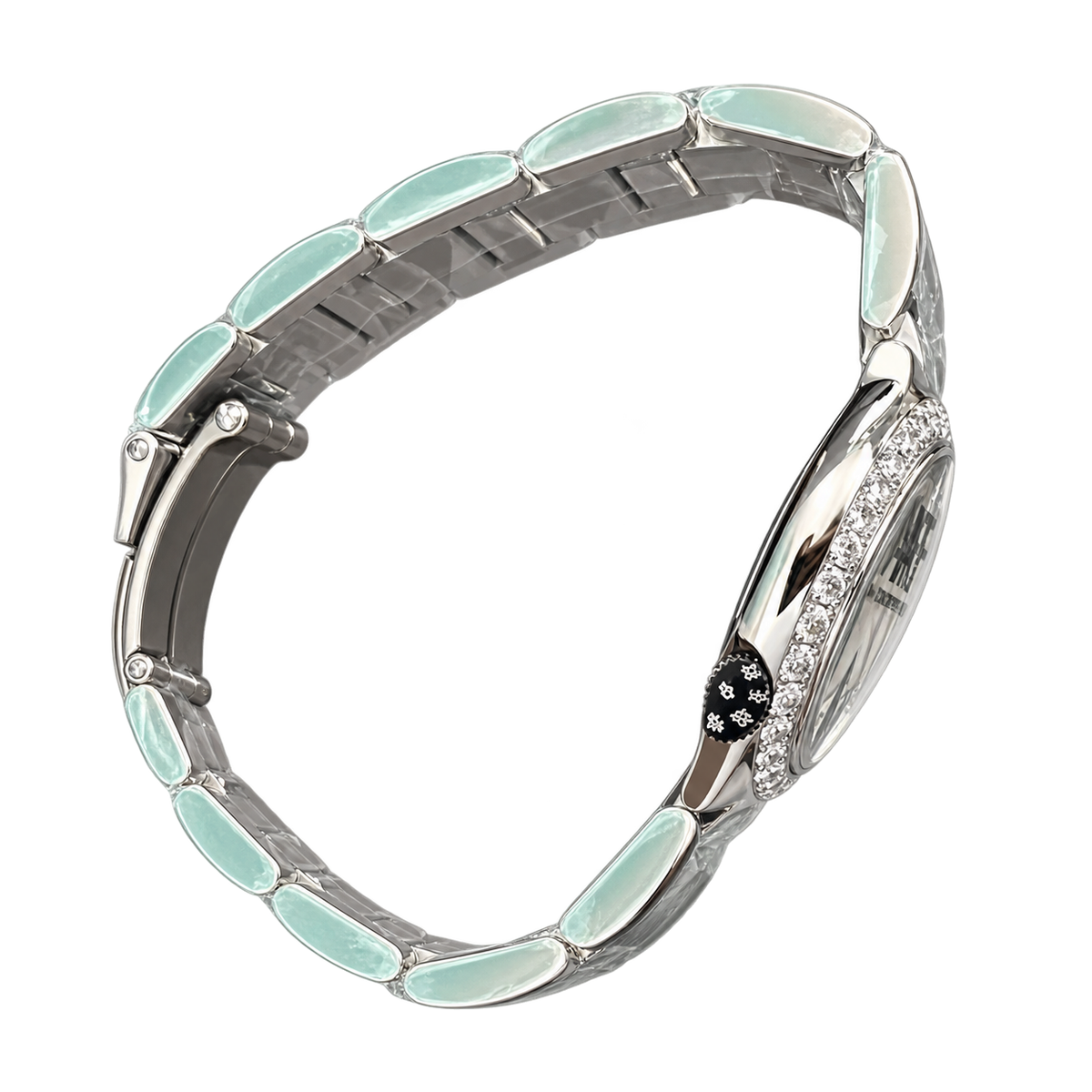 Cartier Ballon Bleu 28mm — Steel, Diamond Bezel, Silver Dial, Roman Numerals & Steel Bracelet, Women