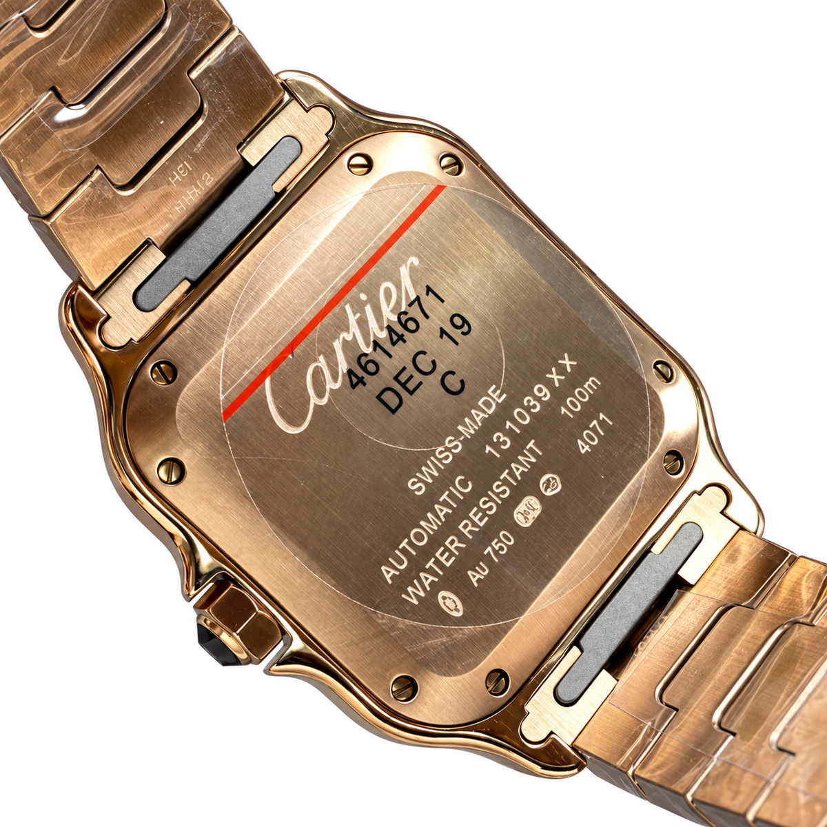 Cartier Santos de Cartier Large — 18K Rose Gold, White Dial, Roman Numerals & Rose Gold Bracelet, Automatic