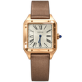 Cartier Santos-Dumont Large Rose Gold Silver Dial Manual Silk Strap Watch – KDY