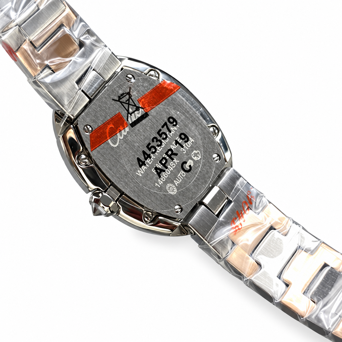 Cartier Baignoire — 18K White Gold, Diamond Bezel & Two-Tone Gold Bracelet