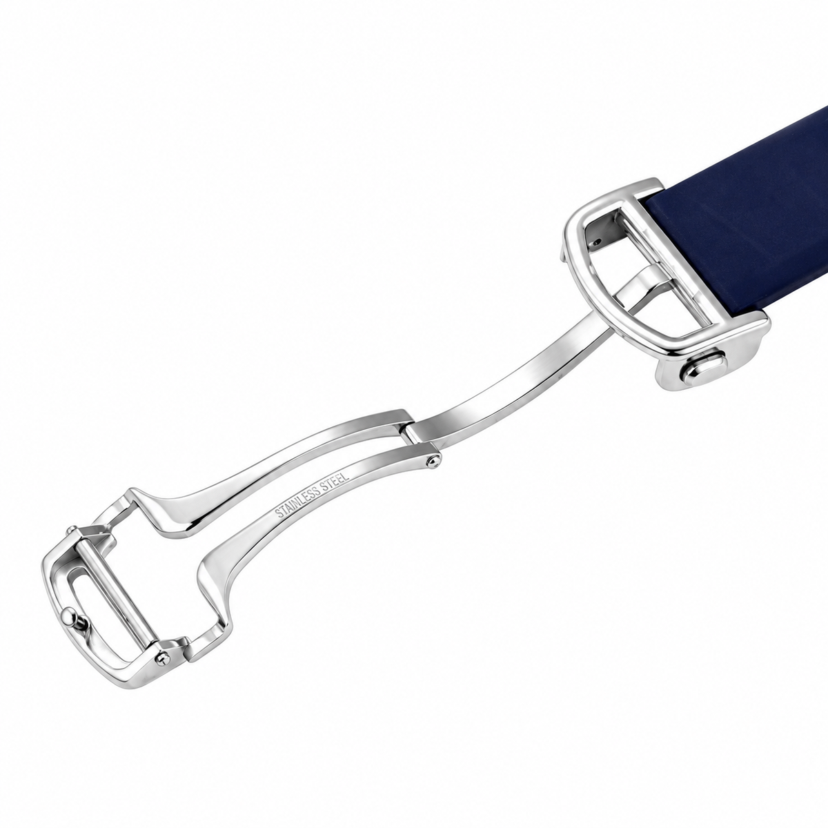 Cartier Santos Large — Steel, Black Dial, Arabic Numerals, Date & Navy Rubber Strap, Automatic