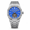Audemars Piguet Royal Oak Tourbillon Baguette Diamond Bezel Electric Blue Grande Tapisserie Dial Steel Bracelet