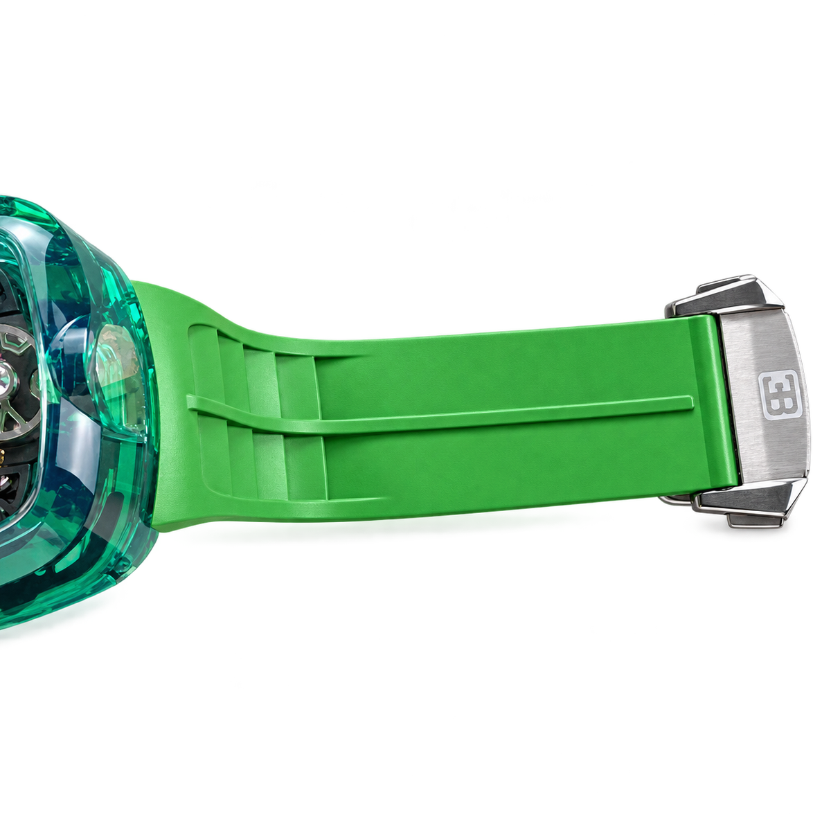 Jacob & Co. x Bugatti Chiron Full Green Sapphire Tourbillon Engine Green Rubber Watch