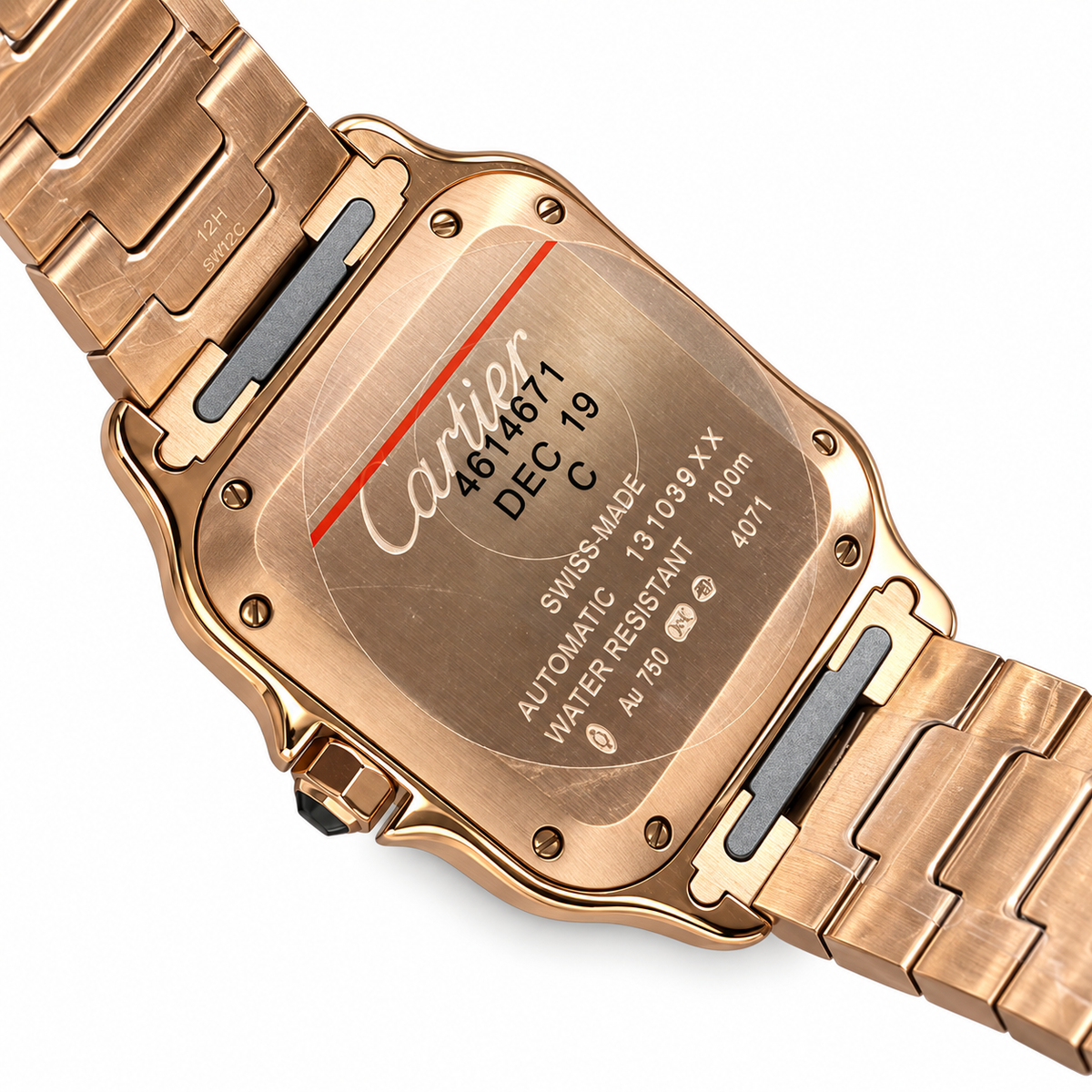 Cartier Santos Large — 18K Rose Gold, White Dial, Roman Numerals & Rose Gold Bracelet, Automatic