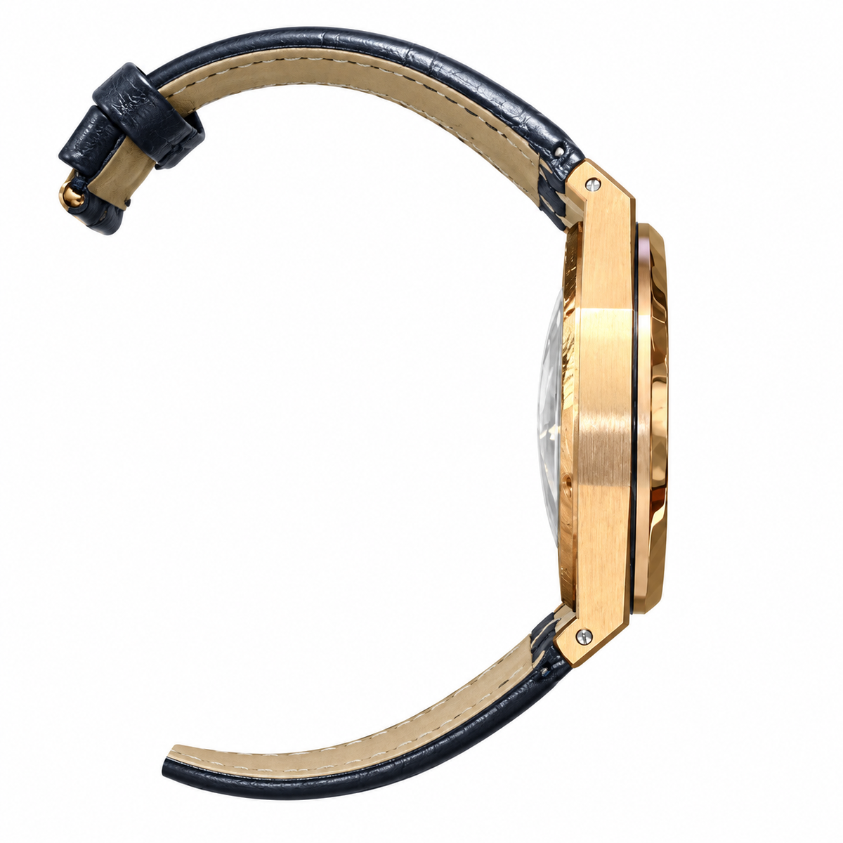 Audemars Piguet Royal Oak Rose Gold Blue Dial Navy Leather Strap Automatic Watch