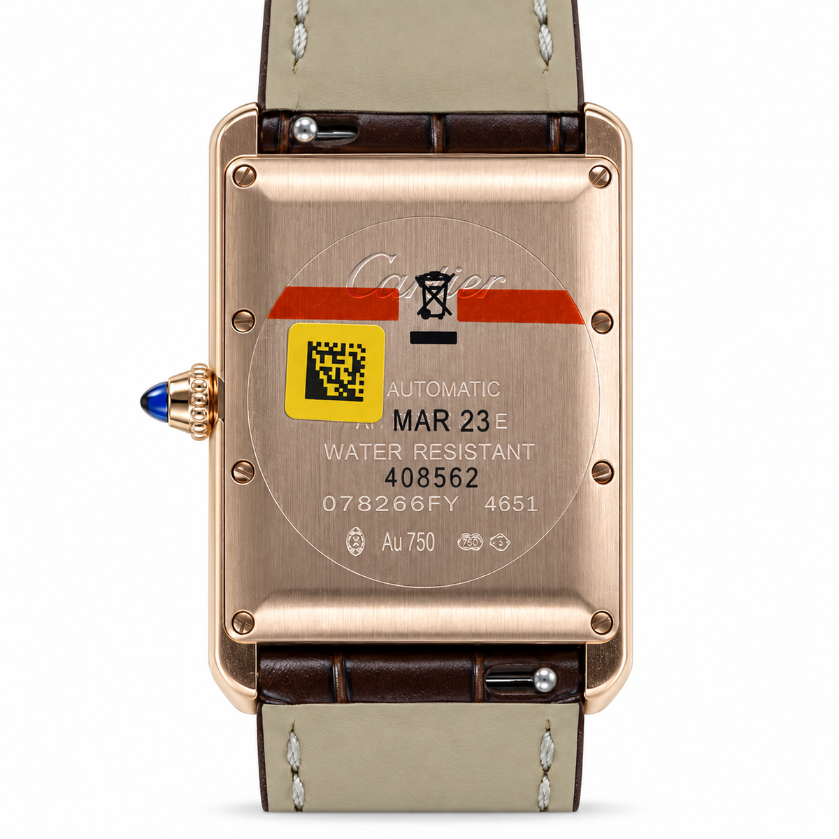 Cartier Tank Louis Large Rose Gold Silver Dial Automatic Brown Strap Watch – KDY