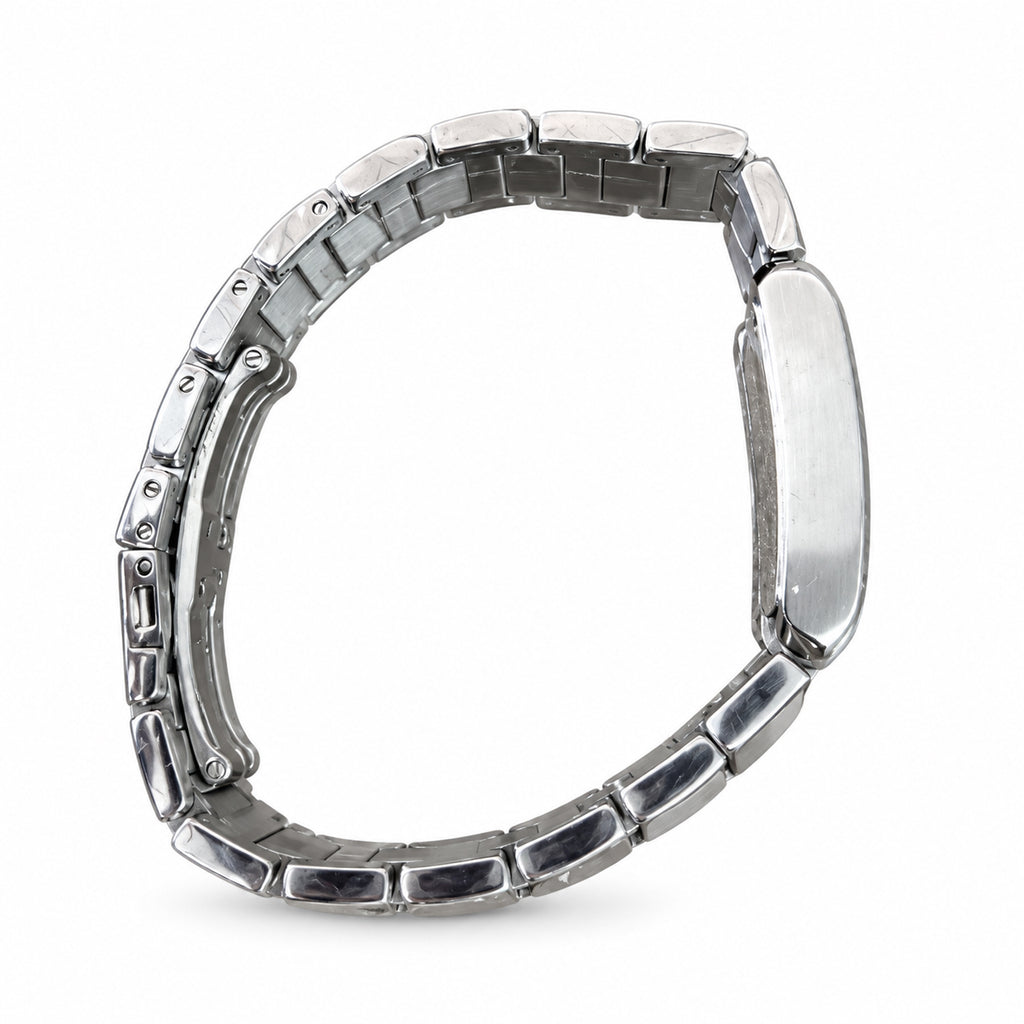 Cartier Tank Anglaise Stainless Steel Ladies Watch with Diamond Hour Markers & Sapphire Crown