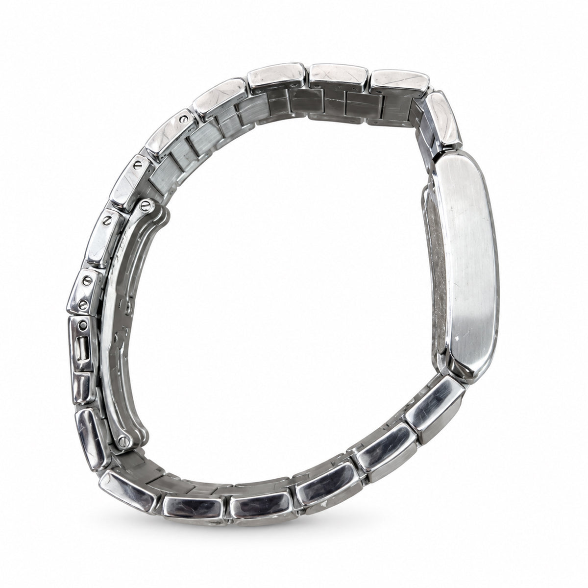 Cartier Tank Anglaise Stainless Steel Ladies Watch with Diamond Hour Markers & Sapphire Crown