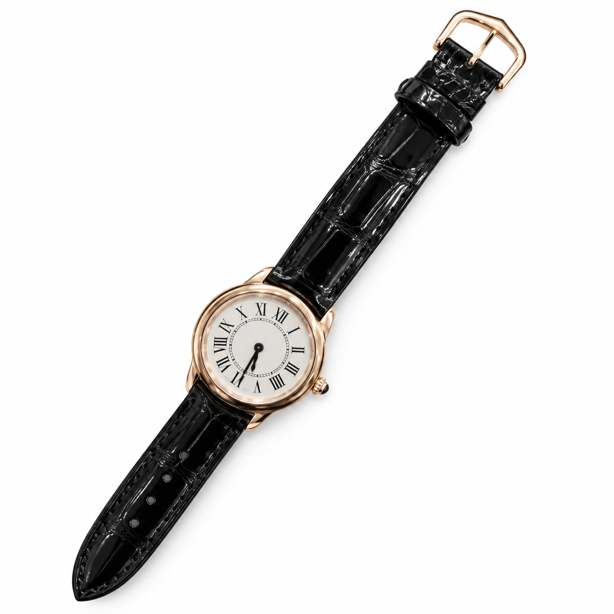 Cartier Ronde Louis Cartier — Yellow Gold, White Dial & Black Alligator Strap