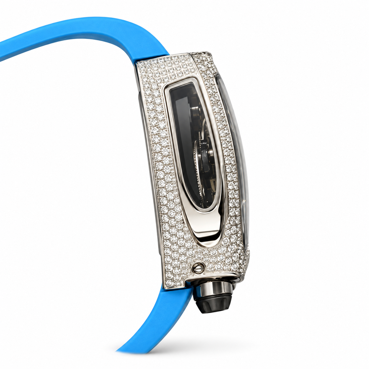 Jacob & Co. x Bugatti Twin Turbo Furious White Gold Diamond Tourbillon Blue Rubber Watch