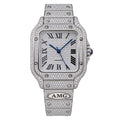 Cartier Santos de Cartier — Full Diamond Pavé & AMG Custom Steel Bracelet Watch