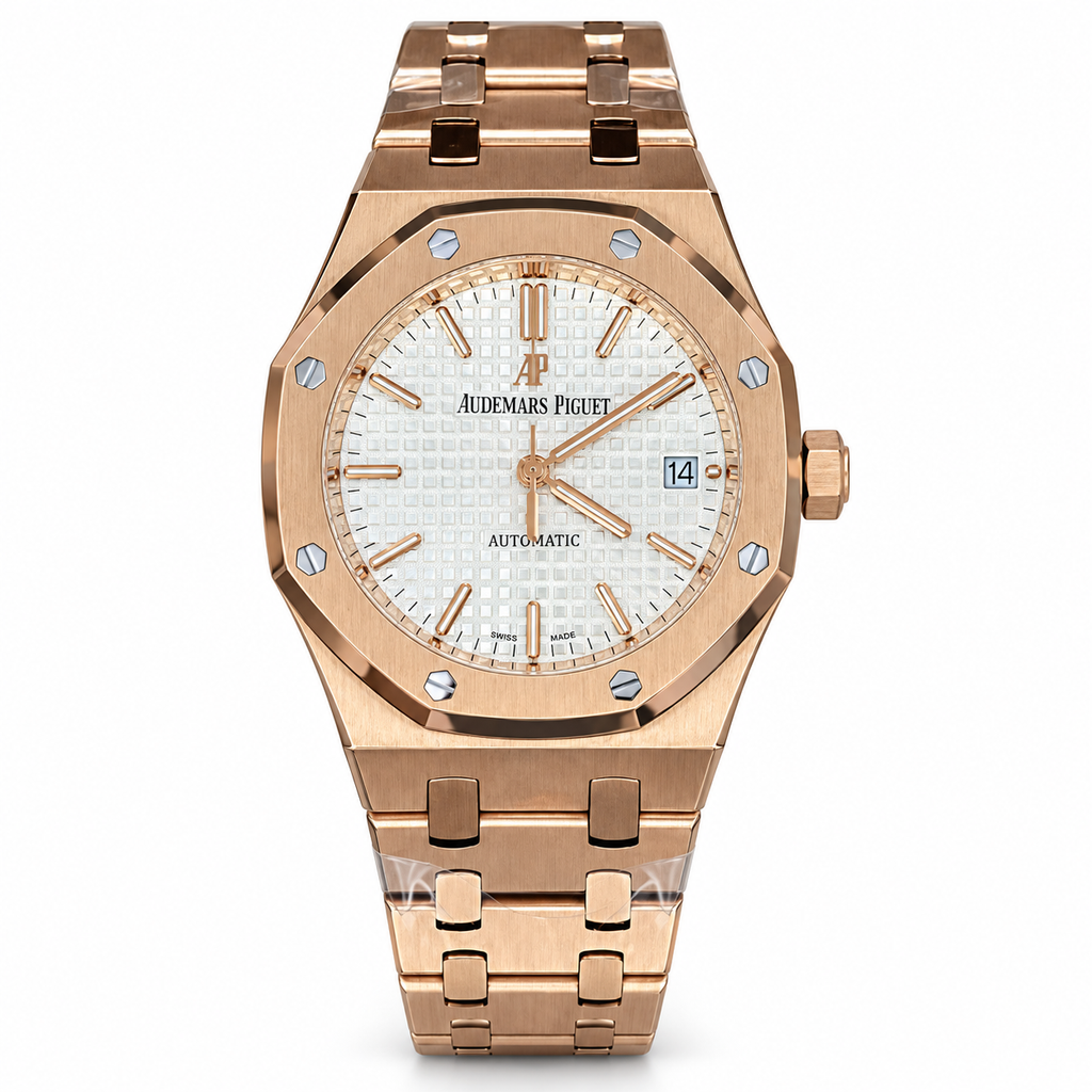 Audemars Piguet Royal Oak 41mm – Rose Gold White Tapisserie Dial