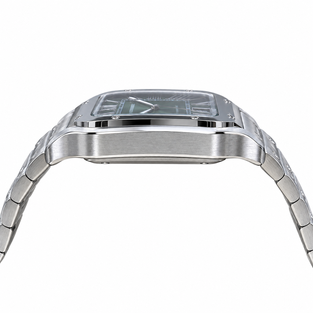 Cartier Santos Automatic Green Dial Steel Bracelet Watch