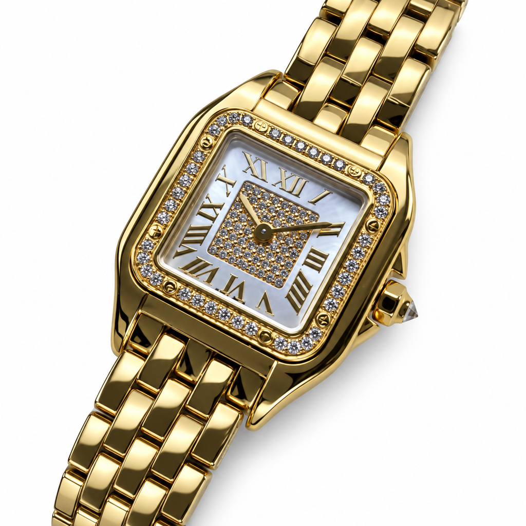 Cartier Panthère de Cartier Small — 18K Yellow Gold, Diamond Bezel, Pavé Dial & Yellow Gold Bracelet, Quartz