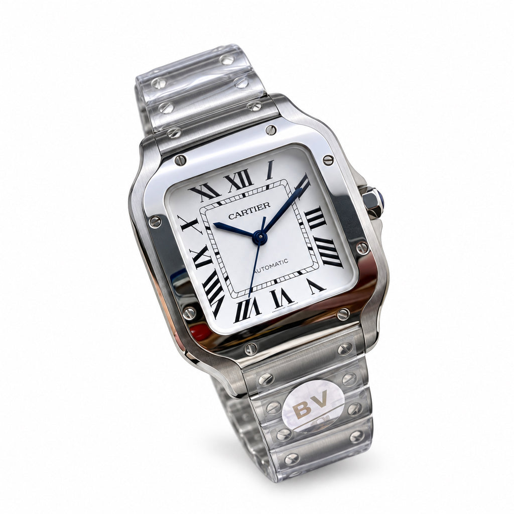 Cartier Santos Large Steel White Dial Automatic Bracelet Watch – KDY