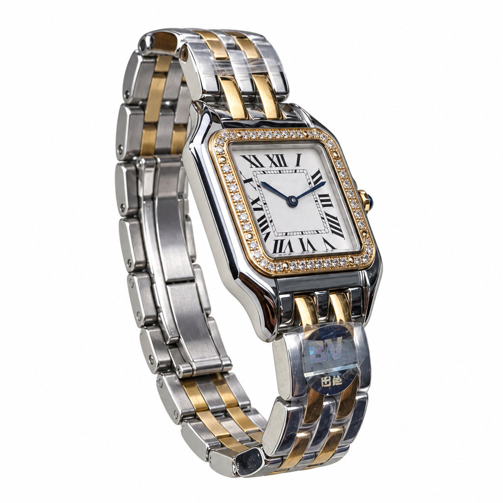 Cartier Panthère de Cartier Small — Steel & Yellow Gold, Diamond Bezel, White Dial & Two-Tone Bracelet, Quartz