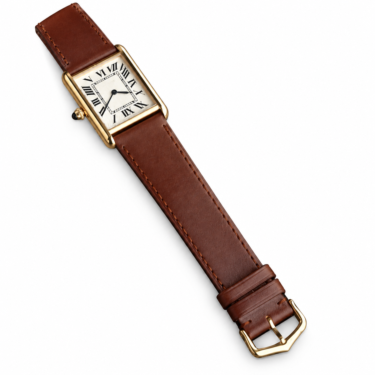 Cartier Tank Must — Gold-Tone, Cream Dial & Tan Leather Strap