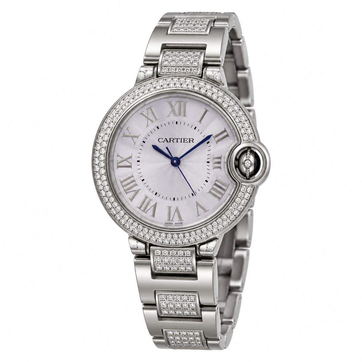 Cartier Ballon Bleu de Cartier — Diamond Bezel, Pink Dial & Diamond Steel Bracelet