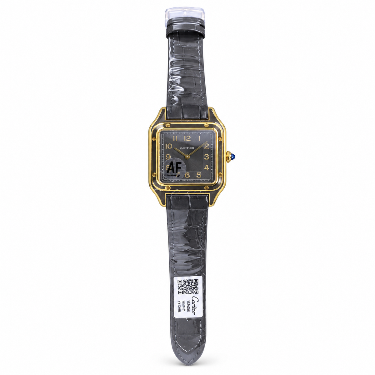 Cartier Santos-Dumont — 18K Yellow Gold, Grey Dial, Arabic Numerals & Grey Alligator Strap