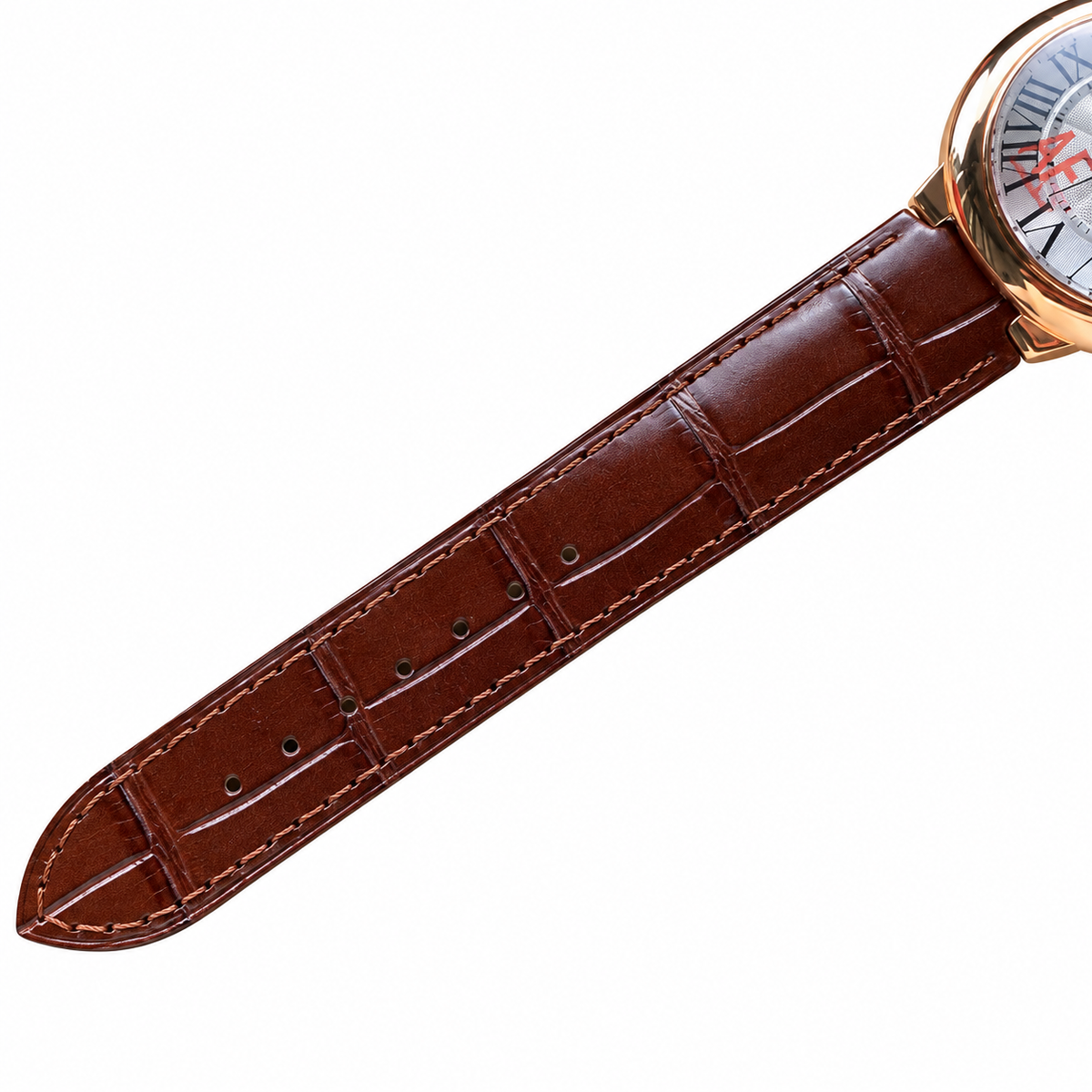 Cartier Ballon Bleu 36mm — 18K Rose Gold, Silver Dial, Roman Numerals & Brown Alligator Strap, Automatic