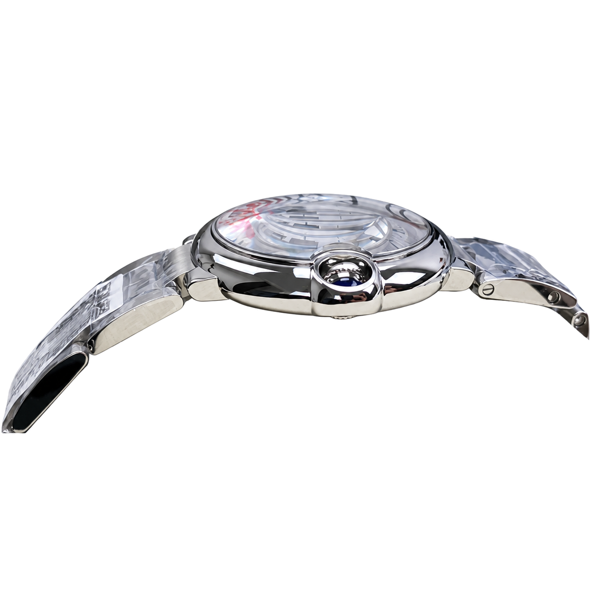 Cartier Ballon Bleu de Cartier Automatic — Stainless Steel Bracelet, White Guilloché Dial & Sapphire Crown