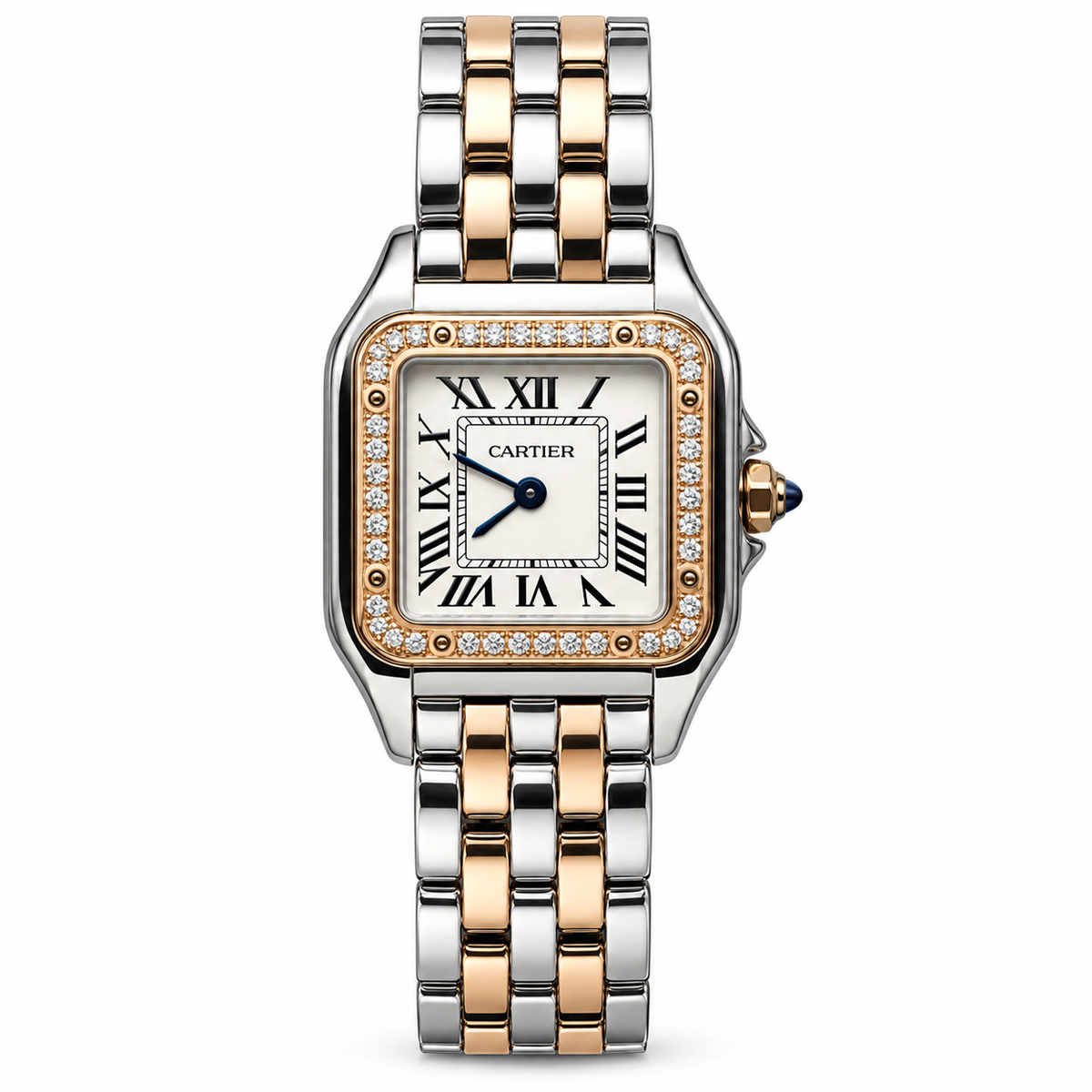 Cartier Panthère Two-Tone Rose Gold Steel Diamond Bezel Bracelet Watch