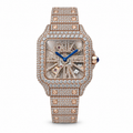 Cartier Santos Large Skeleton — 18K Rose Gold, Full Diamond Case & Bracelet, Skeleton Dial, Automatic