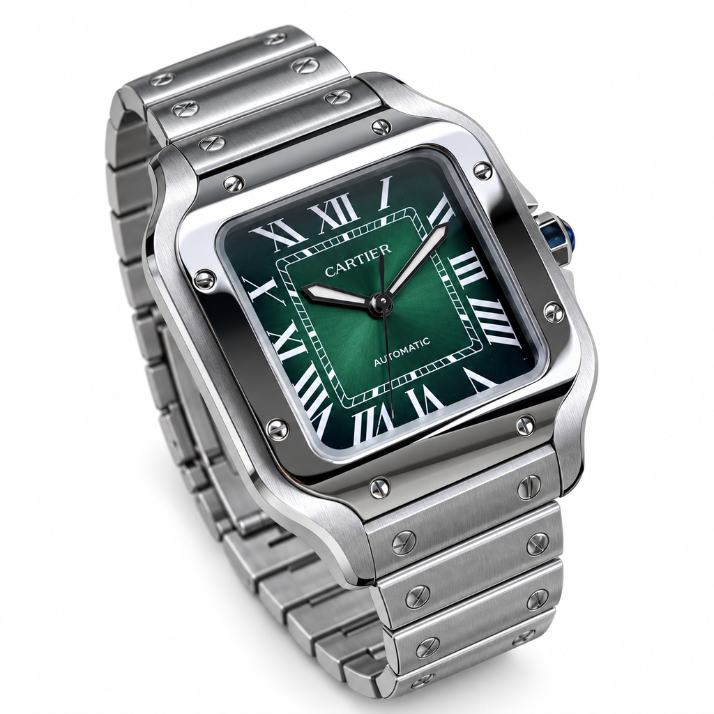 Cartier Santos Large Steel Green Dial Automatic Bracelet Watch – KDY