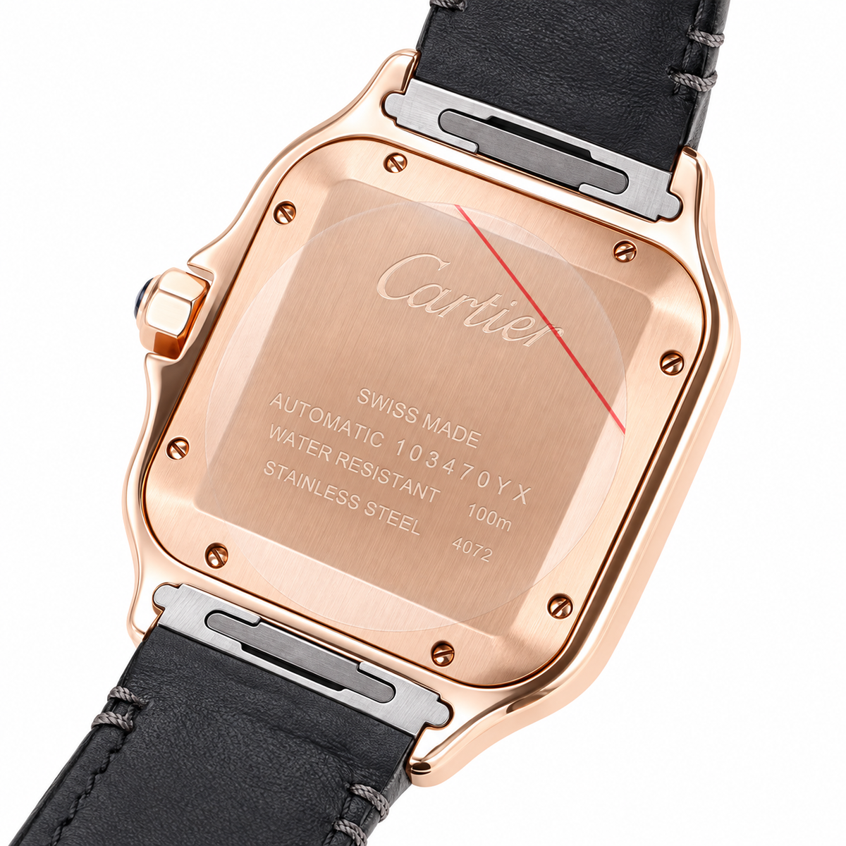 Cartier Santos de Cartier Automatic — 18K Rose Gold, White Dial & Black Alligator Strap