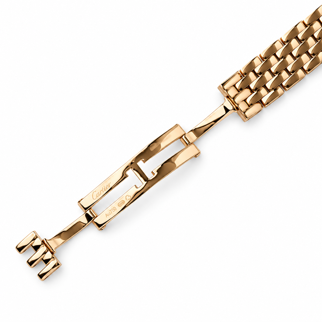 Cartier Panthère Small — 18K Rose Gold, Diamond Bezel, White Dial & Rose Gold Panthère Bracelet, Women