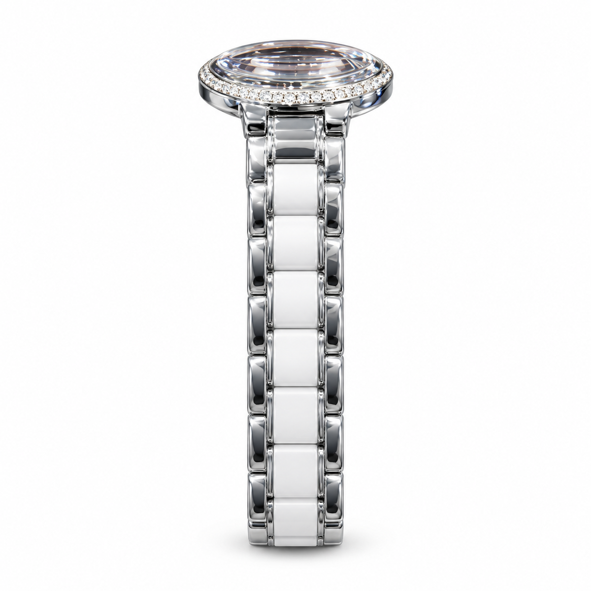 Cartier Ballon Bleu de Cartier — Diamond Bezel, Pink Dial & White Ceramic Bracelet