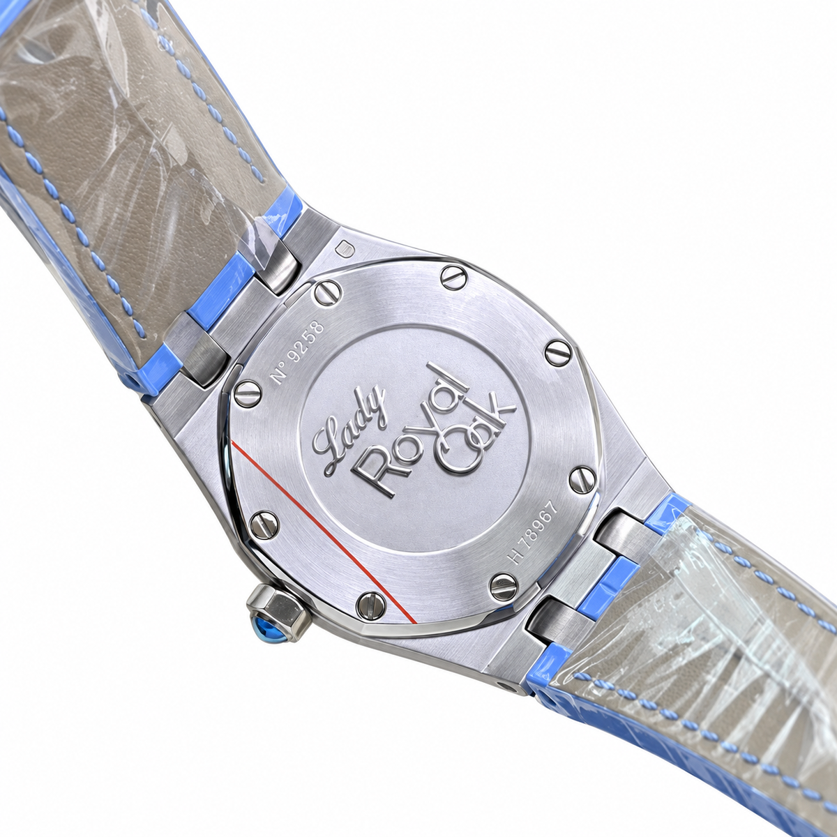 Audemars Piguet Royal Oak Ladies Diamond Bezel Sky Blue Dial Rubber Strap Roger Federer Edition
