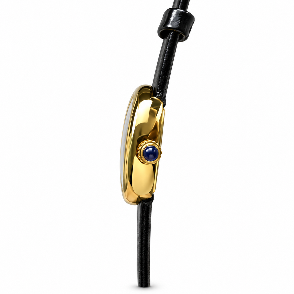 Cartier Baignoire Mini Yellow Gold Ivory Dial Black Strap Watch – KDY