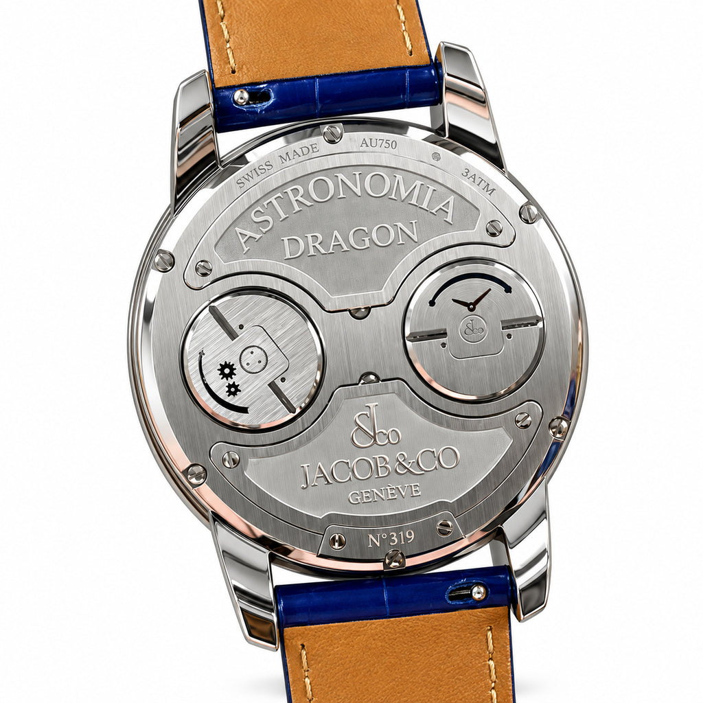 Jacob & Co. Astronomia Dragon White Gold Diamond Tourbillon Sapphire Blue Leather Watch