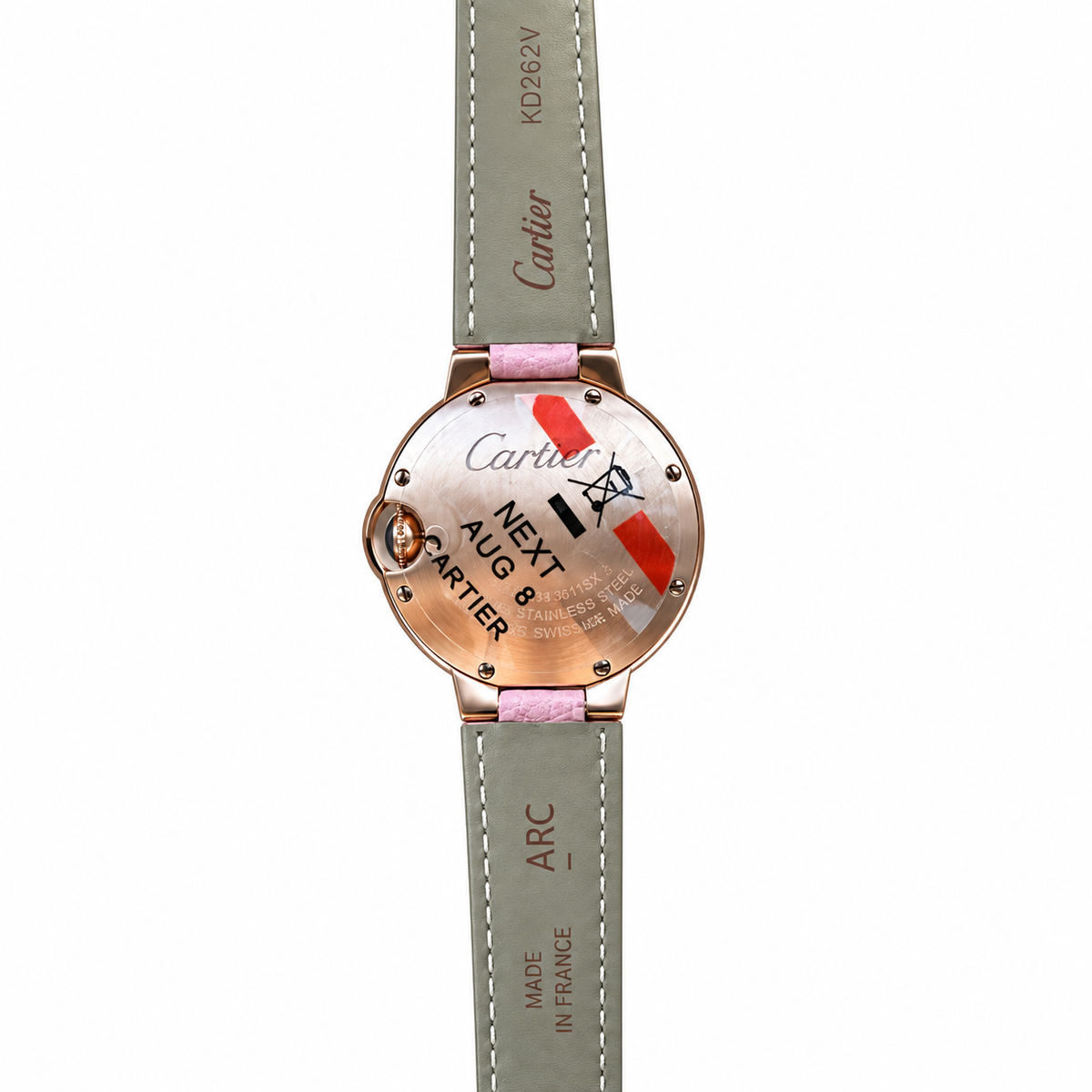 Cartier Ballon Bleu de Cartier — 18K Rose Gold, MOP Dial & Pink Leather Strap