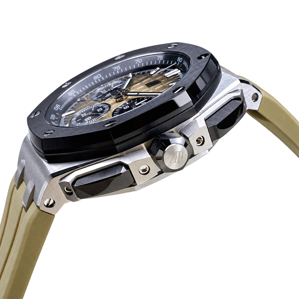 Audemars Piguet Royal Oak Offshore Chronograph Black Ceramic Bezel Khaki Dial Rubber Strap Watch