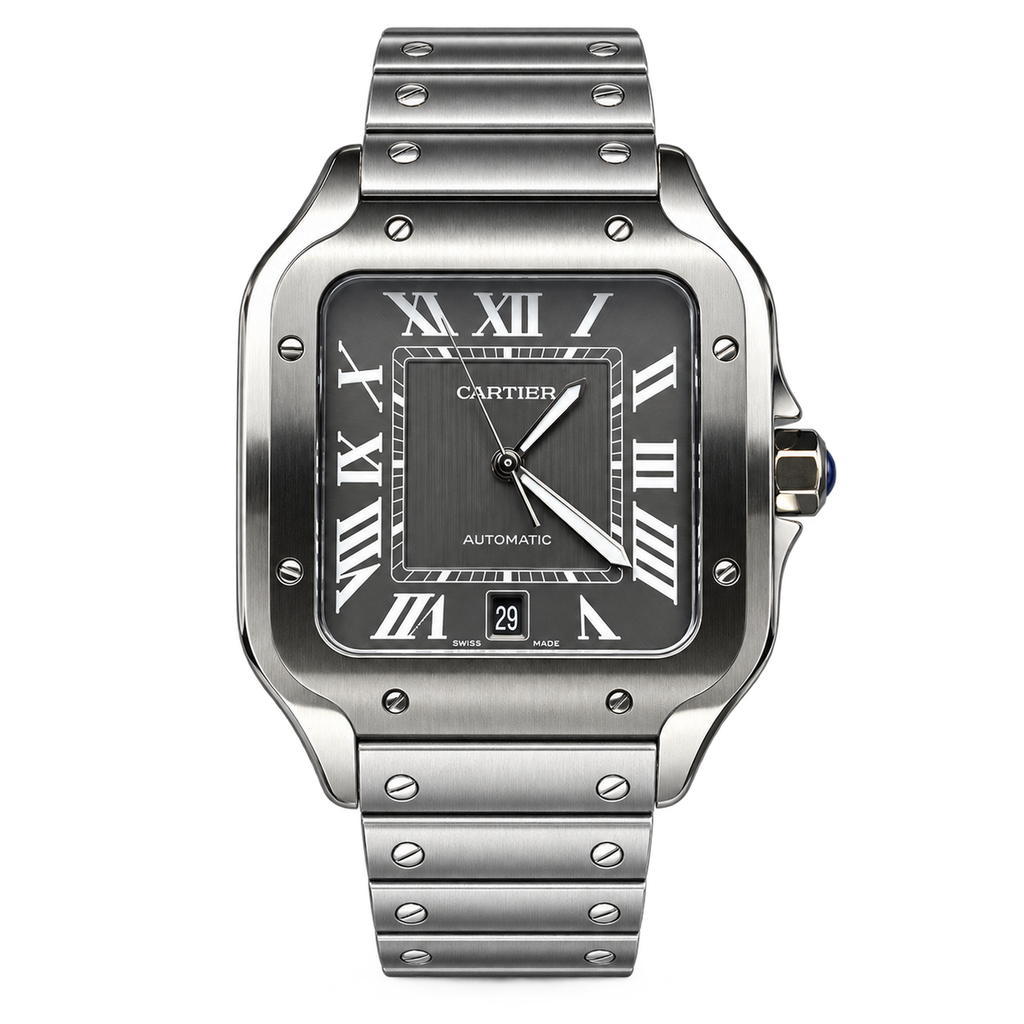 Cartier Santos de Cartier Large Stainless Steel Grey Dial Automatic Watch