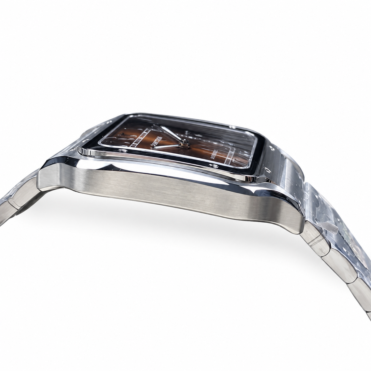 Cartier Santos de Cartier Automatic — Steel, Smoked Brown Arabic Dial & Steel Bracelet
