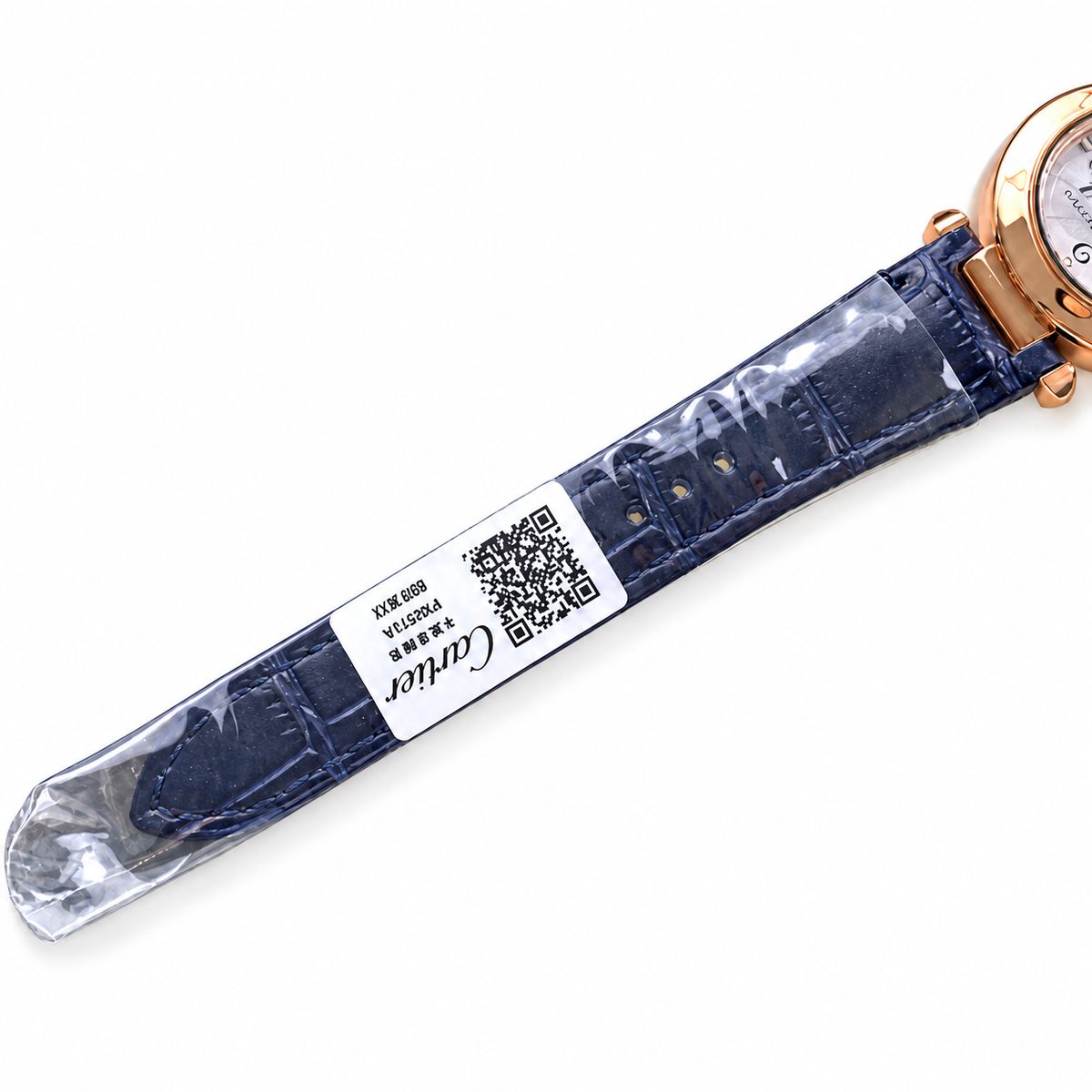 Cartier Pasha de Cartier 30mm — 18K Rose Gold, White Dial, Arabic Numerals, Date & Blue Alligator Strap, Women