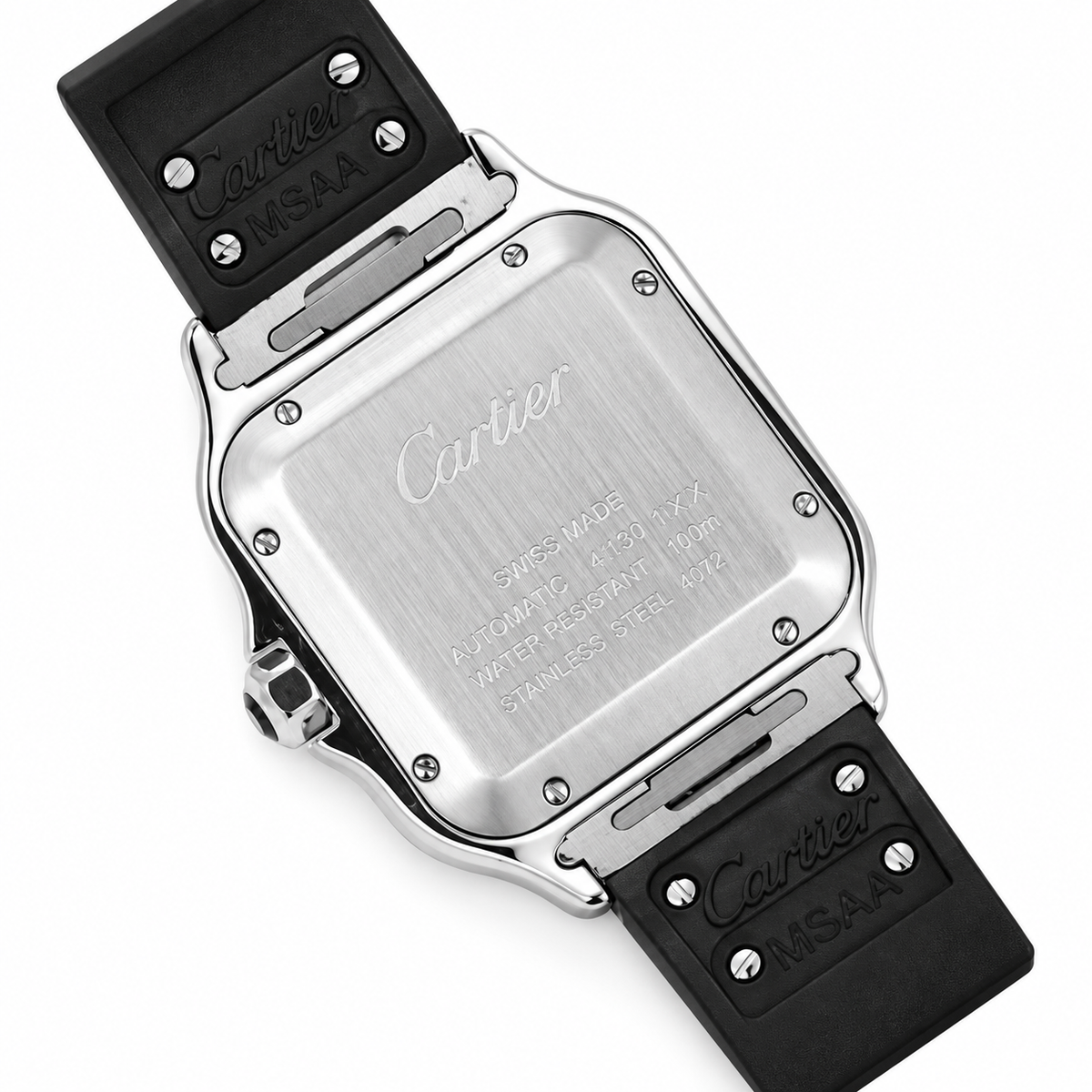 Cartier Santos de Cartier Automatic — Steel, Green Arabic Dial & Black Rubber Strap
