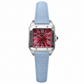 Cartier Santos 100 Automatic — Red Sunburst Dial & Blue Leather Strap