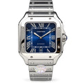 Cartier Santos de Cartier Automatic — Steel, Blue Sunburst Dial & Steel Bracelet, Large