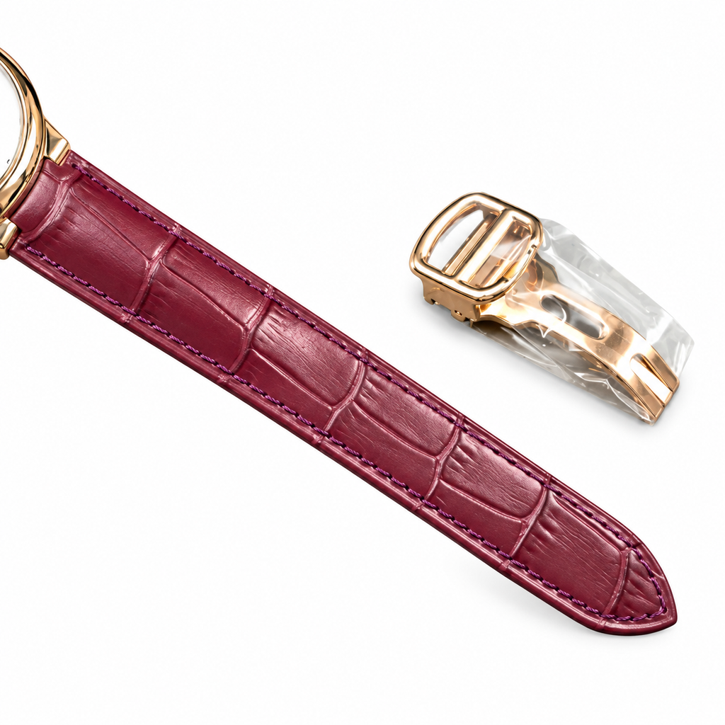 Cartier Ballon Bleu 36mm — 18K Rose Gold, Silver Dial, Roman Numerals & Burgundy Alligator Strap, Automatic