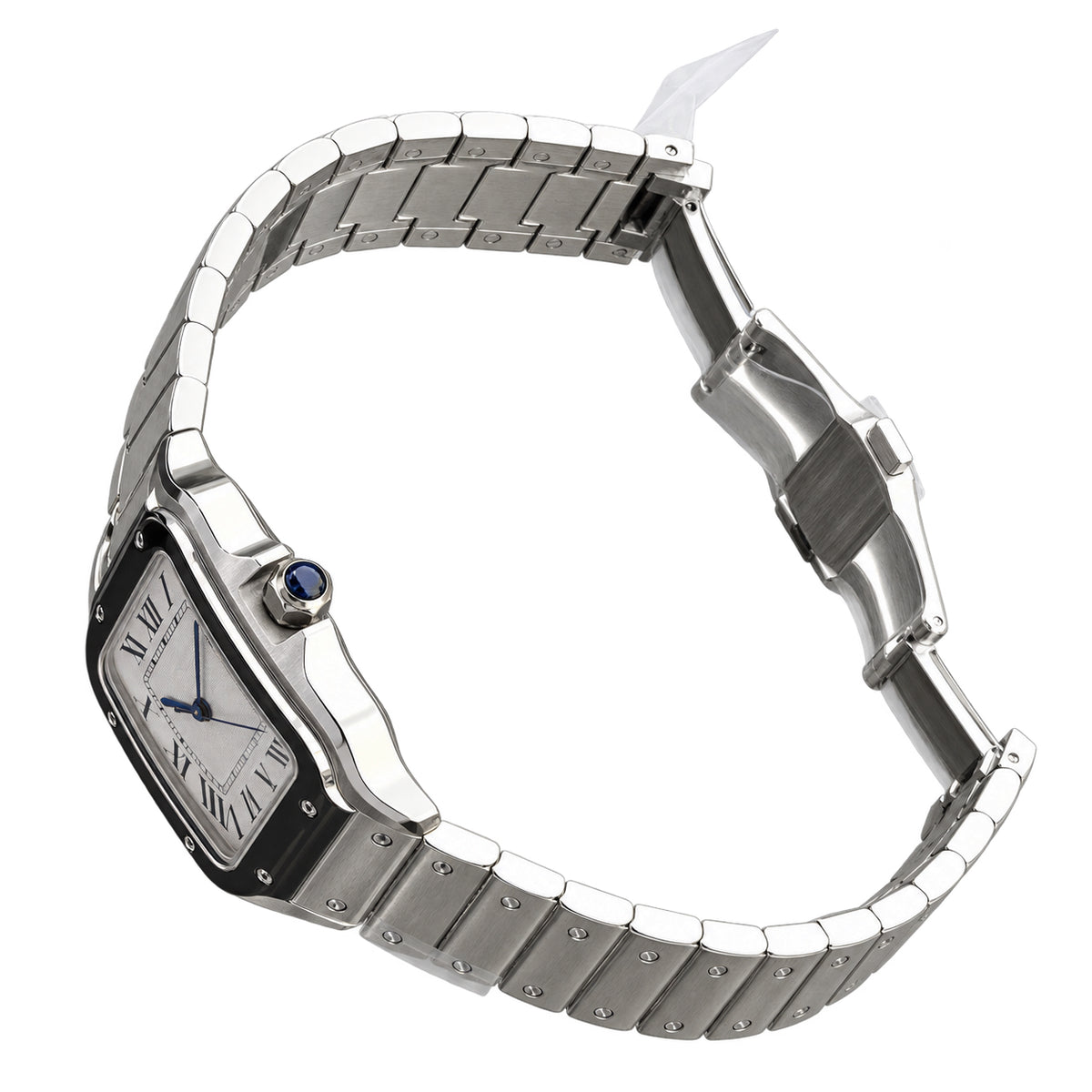 Cartier Santos Large Automatic White Dial Stainless Steel Bracelet Men's Luxury Watch Swiss Made